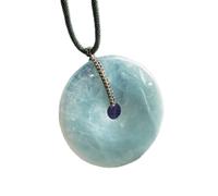 Necklaces Feng Shui Aquamarine Harmony Buckle/Ancient Coin Wealth Pendant Necklace Healing Chakra Crystal Amulet Lucky Wealth Ward Off Evil Spirits Sweater Chain Attract Wealth Men Women