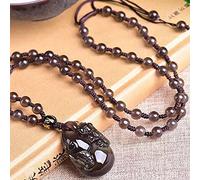 Necklaces Feng Shui Healing Crystal Necklace 7A Lucky Pixiu Wu Lou Charm Balance Necklace Natural Rainbow Eye Obsidian Wealth Amulet Attract Prosperity Love Luck Money,Beads Chain ( Color : Beads Chai