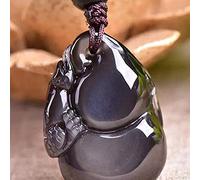 Necklaces Feng Shui Healing Crystal Necklace 7A Lucky Pixiu Wu Lou Charm Balance Necklace Natural Rainbow Eye Obsidian Wealth Amulet Attract Prosperity Love Luck Money,Beads Chain ( Color : Ordinary R