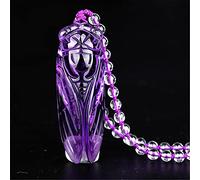 Necklaces Feng Shui Healing Crystal Necklace Lucky Cicada Charm Balance Purple Necklace Natural Amethyst Vacation Jewelry Wealth Amulet Attract Prosperity Love Luck Money,Rope ( Color : Beaded )
