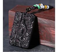 Necklaces Feng Shui Healing Crystal Necklace Lucky Dragon/Pixiu/Guan Gong Charm Necklace Natural Rainbow Eye Obsidian Pendant Amulet Attract Prosperity Love Luck Money,Pixiu ( Color : Kwan Kung )