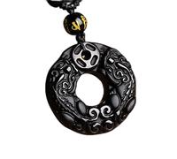 Necklaces Feng Shui Healing Crystal Necklace Lucky Harmony Buckle Pixiu Charm Necklace Natural Ice Obsidian Gold Obsidian Attract Prosperity Love Luck Money,Agate,Rope (Color : Obsidian, Size : Rope