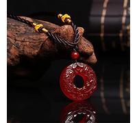 Necklaces Feng Shui Healing Crystal Necklace Lucky Harmony Buckle Pixiu Charm Necklace Natural Ice Obsidian Gold Obsidian Attract Prosperity Love Luck Money,Agate,Rope (Color : Agate, Size : Beads C