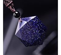 Necklaces Feng Shui Healing Crystal Necklace Lucky Star of David Charm Balance Braided String Pendulum Necklace Natural Blue Goldstone Wealth Amulet Attract Prosperity Love Luck Money,A ( Color : A )