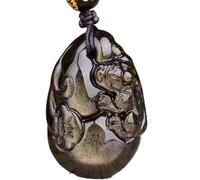 Necklaces Feng Shui Healing Crystal Necklace Lucky Wu Lou Pi Xiu Charm Balance Necklace Natural Golden Obsidian Wealth Amulet Attract Prosperity Love Luck Money,Ordinary Rope ( Color : Ordinary Rope )