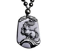 Necklaces Feng Shui Healing Crystal Necklace Lucky Zodiac Animals Charm Balance Necklace Natural Obsidian Necklace for Natarl Year Wealth Amulet Attract Prosperity Love Luck Money,Ox ( Color : Rat )
