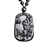 Necklaces Feng Shui Healing Crystal Necklace Lucky Zodiac Animals Charm Balance Necklace Natural Obsidian Necklace for Natarl Year Wealth Amulet Attract Prosperity Love Luck Money,Ox ( Color : Monkey