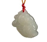 Necklaces Feng Shui Healing Jade Necklace Lucky Zodiac Charm Cute Animal Pendant Necklace Natural Hetian Nephrite Braided Red String Rope Wealth Amulet Attract Prosperity Love Luck Money,Ox ( Color :