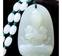 Necklaces Feng Shui Healing Jade Necklace Lucky Zodiac Patron Saint Charm Balance Necklace Natural Hetian Nephrite Jade Braided String Wealth Amulet Attract Prosperity Love Luck Money,C,Large ( Color