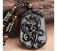 Necklaces Feng Shui Obsidian Zodiac Animal Pendant Wealth Necklace Healing Chakra Crystal Amulet Lucky Wealth Ward Off Evil Spirits Necklace for Maximum Lucky Money Wealth,Dog (Color : Monkey)