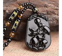 Necklaces Feng Shui Obsidian Zodiac Animal Pendant Wealth Necklace Healing Chakra Crystal Amulet Lucky Wealth Ward Off Evil Spirits Necklace for Maximum Lucky Money Wealth,Dog (Color : Monkey)