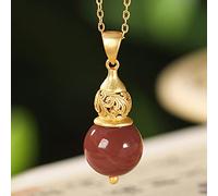 necklaces Feng Shui Southern Red Agate Wealth Pendant Necklace with Hollow Out Hulu S925 Sterling Silver Authentic Chakra Healing Reiki Attract Wealth Amulet Good Fortune Ward Off Evil Spirits Necklac