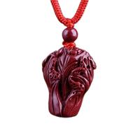 Necklaces Feng Shui Wealth Cinnabar Chinese Cabbage Pendant Necklace Authentic Healing Chakra Crystal Reiki Amulet Lucky Wealth Ward Off Evil Spirits Necklace Inspirational Gift for Women Men,L