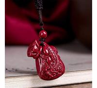 Necklaces Feng Shui Wealth Necklace Natural Cinnabar Lucky Bag Pixiu/Piyao Pendant Necklace Talisman Protection Jewelry Gift Men&Women Attract Good Luck Money