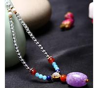necklaces Feng Shui White Crystal Wealth Necklace Amethyst Charm Healing Chakra Crystal Amulet Lucky Wealth Ward Off Evil Spirits Sweater Chain Attract Wealth Money Men Women,Amethyst ( Color : Amethy