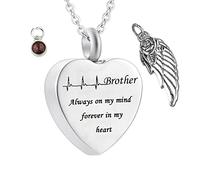 Necklaces for Ashes Brother, Heart Urn Necklaces for Ashes Brother Always on My Mind Forever in My Heart for Memorial Keepsake