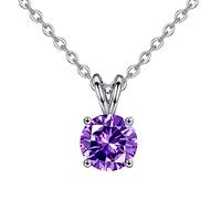 Necklaces For Girls Necklace Jewelry Gifts For Family Mother Sister Wife Classic Round Brilliant Cut Diamond Rabbit Pendant Necklace Rhinestone Silver Plated Women Mountain Women (Purple, One Size)