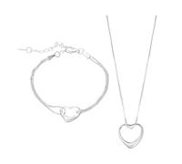 Necklaces For Girls Necklace Jewelry Gifts For Family Mother Sister Wife Copper Plated 925 Silver Jewelry Bracelet Necklace Set In The Shape Of A Heart Women Pendent (One Size)