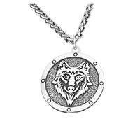 Necklaces for Men, Viking Necklaces Viking Odin Celtic Wolf Head Pendant Necklace for Collar for Chain Punk Jewelry Necklace for Fashion Father Wedding Pendant Necklaces for Men(Bronze Chain)