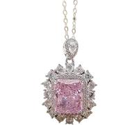 Necklaces for women 10 * 12MM Pink Crushed Ice Diamond Necklace 100%-S925 Silver Jewelry Wedding