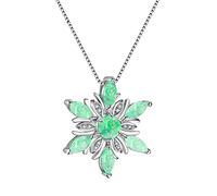 Necklaces for Women A Long Necklace Chain Snowflake Necklace Pendant Necklace Personality Creative Collarbone Chain Send Mother Send Accessories Necklaces Pack Initial Necklaces for (Green, One Size)
