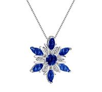 Necklaces for Women A Long Necklace Chain Snowflake Necklace Pendant Necklace Personality Creative Collarbone Chain Send Mother Send Accessories Necklaces Pack Initial Necklaces for (Blue, One Size)