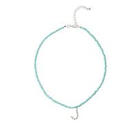 Necklaces for Women A Small Fresh Colored Rice Beads Necklace Fashion Micro Inlaid Letter Necklace Necklace Gift Necklace Wedding Anniversary Jewelry Birth Month Flower Necklace (Mint Green, One Size)