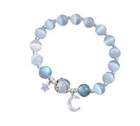 Necklaces for Women Beaded Gray Star And Moon Beaded Bracelet For Friends And Students (A, One Size)