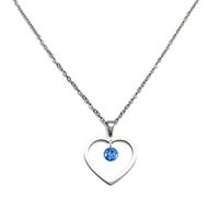 Necklaces for Women Birthstone Necklace (March) Crystal Love Heart Pendant Necklaces, Premium Stainless Steel Necklace Jewellery Gifts for for Mum Wife Anniversary Birthday Mothers Day Christmas