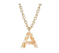 Necklaces For Women Girlfriend Mothers Day Ladies Girls Letter Necklace 26 Letter Pendant Necklace Popular Temperament Simple Transparent Resin Dried Flower 26 English Letters Hip Hop Girl (A,