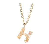 Necklaces For Women Girlfriend Mothers Day Ladies Girls Letter Necklace 26 Letter Pendant Necklace Popular Temperament Simple Transparent Resin Dried Flower 26 English Letters Hip Hop Girl