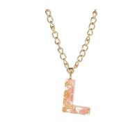 Necklaces For Women Girlfriend Mothers Day Ladies Girls Letter Necklace 26 Letter Pendant Necklace Popular Temperament Simple Transparent Resin Dried Flower 26 English Letters Hip Hop Girl (L,