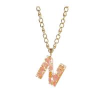 Necklaces For Women Girlfriend Mothers Day Ladies Girls Letter Necklace 26 Letter Pendant Necklace Popular Temperament Simple Transparent Resin Dried Flower 26 English Letters Hip Hop Girl (N,