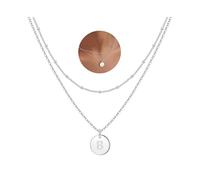 Necklaces for Women, Gold, White Gold, Rose Gold - Double Sided Engraved, Hammered Coin Design - Layered Initial Necklaces for Teen Girls & Women - Gifts(Silver-B)