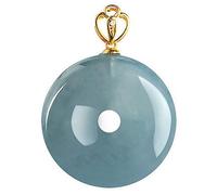 Necklaces for women,Natural Grade Jadeite Blue water Peace Buckle Pendant ice kind Jade 18K inlaid pendant necklace fashion