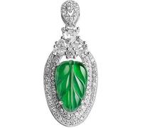 Necklaces for women,Natural Grade Jadeite Leaf Yang Green ice kind Jade Pendant S925 Silver inlaid jade pendant necklace Fashion pendant
