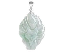 Necklaces for women,Natural Grade Jadeite Light green nine-tailed Fox Pendant S925 Silver fox Fairy Necklace Waxy kind jade pendant