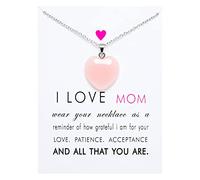 Necklaces For Women Necklaces Birthday Presents Mother'S Day Natural Stone Glow In The Dark Stone Fluorescent Multicolor Love Pendant Stainless Steel Chain Card Necklace Long Women Trendy (D,)