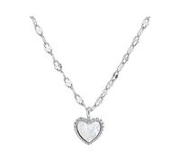 Necklaces For Women Silver Jewellery Gift For Women 925 Sterling Silver Friary Love Necklace Female Temperament Unique Design Sense Of White Heart Bone Chain Fashion Necklace Ladies (One Size)