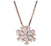 Necklaces for Women, Snowflake Cubic Zirconia Necklace for Women Silver Tone Crystal Snow Flower Pendant Necklace Dainty Christmas Jewelry for Girl,Holiday Party Daily Wear Accessory