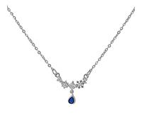Necklaces For Women Valentine'S Day Blue Zircon Water Drop Necklace Ladies Summer Luxury Design Sweet Cool Accessory Temperament High Grade Collarbone Chain Design Stainless Steel Necklace