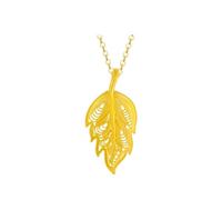 Necklaces for Women Yellow Gold, Chain Necklaces Long 24K Yellow Gold Leaf Pendant Chain for Wedding Promise