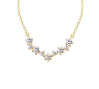 Necklaces for Women Yellow Gold, Long Chain Necklace 9K Yellow Gold with Small Moissanite Pendant Chain for Wedding Promise