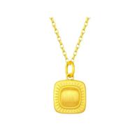 Necklaces for Women Yellow Gold, Long Necklace Chain 24K Yellow Gold 3D Square Pendant Chain for Wedding Promise