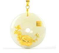Necklaces Hetian Jade Safety Button Pendant Jade Ping An Kou Necklace Lovers Lucky Amulet Jewelry