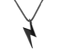 Necklaces Men, Lightning Pendant Necklace Stainless Steel Bolt Thunder Flash Charm Male Jewelry