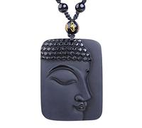 Necklaces Natural Black Obsidian Pendant Hand Carved Lucky Amulet Sakyamuni Buddha Obsidian Necklace with Chain Gift