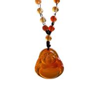 Necklaces Natural Chalcedony Laughing Buddha Wealth Pendant Necklace Authentic Gem Healing Chakra Meditation Crystal Amulet Lucky Wealth Ward Off Evil Spirits Necklace for Men Women