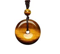 Necklaces Natural Tiger Eye Stone Donut Safety Clasp Pendant Necklace