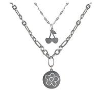 Necklaces Necklace Cold Wind Double-Layer Cherry Cherry Blossom Round Brand Pendant Necklace Simple Fashion Sense Clavicle Chain Pendant Female Valentine's Day Birthday